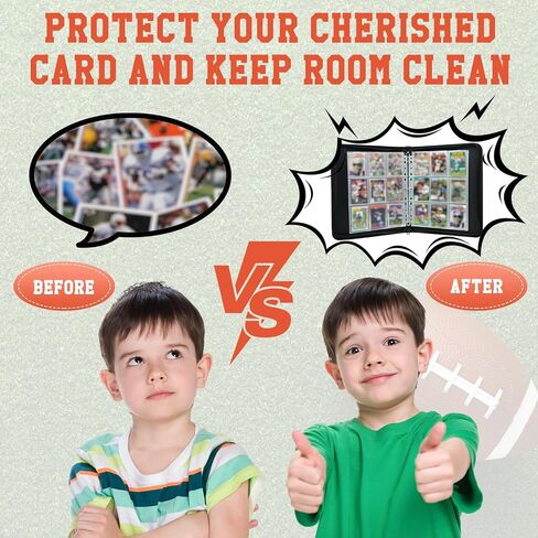 Football Card Binder 900 Pockets - Trading Cards Holder with 50 Removable Sleeves, 3 Ring Zipper Sport Collectible Card Album Storage Organizer Box, Collector Gift for Boys in Saudi Arabia