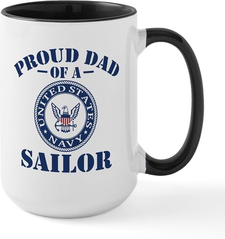 CafePress Proud Dad Of A US Navy Sailor Large Mug 15 oz (444 ml) Ceramic Coffee Mug in Kuwait
