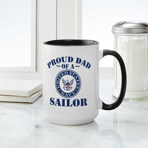 CafePress Proud Dad Of A US Navy Sailor Large Mug 15 oz (444 ml) Ceramic Coffee Mug in Kuwait