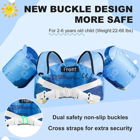 Toddler Floaties Kids Swim Vest for 22-66 Pounds Boys-Girls Water Wings Kids Pool Floaties for 2-6 Years Old Child Swim Learning Trainning in Saudi Arabia