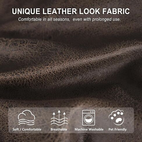 Recliner Chair Covers, Leather Look Recliner Cover, Stretch Lazy Boy Recliner Chair Covers Washable, Reclining Chair Slipcovers Furniture Protector for Pets, Soft Spandex Fabric (Brown) in Kuwait