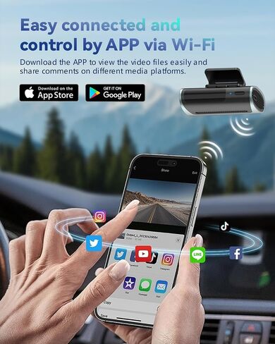 داش كام ، كاميرا اندفاعة 2K للسيارات ، وكاميرا سيارة WiFi Mini مع رؤية ليلية ، وبطاقة مجانية 32 جيجابايت ، تدعم تسجيل الحلقة ، مستشعر G ، مراقبة وقوف السيارات ، مطالبة صوتية ، حتى 128 جيجابايت in Kuwait