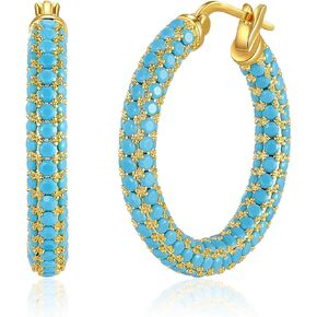 Rhinestone Hoop Earrings for Women Trendy Prom Silver/Gold Chunky Hoops Earring 18K Gold Plated 925 Sterling Silver Post, Sparkling CZ Zirconia Jewelry Gifts in Kuwait