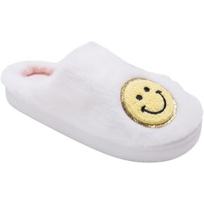 Kensie Girls 'Faux Fur Slippers-Slippers House Slippers مع بقع لطيفة ، أحذية داخلية فخمة لطفلة صغيرة/طفل كبير in Saudi Arabia