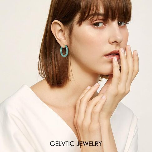 Rhinestone Hoop Earrings for Women Trendy Prom Silver/Gold Chunky Hoops Earring 18K Gold Plated 925 Sterling Silver Post, Sparkling CZ Zirconia Jewelry Gifts in Kuwait