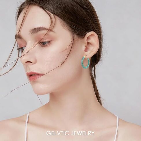 Rhinestone Hoop Earrings for Women Trendy Prom Silver/Gold Chunky Hoops Earring 18K Gold Plated 925 Sterling Silver Post, Sparkling CZ Zirconia Jewelry Gifts in Kuwait