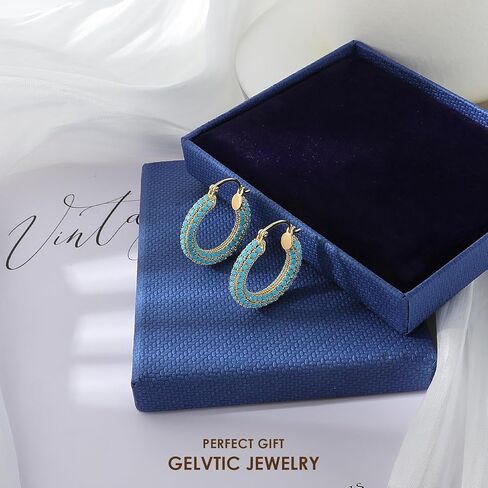 Rhinestone Hoop Earrings for Women Trendy Prom Silver/Gold Chunky Hoops Earring 18K Gold Plated 925 Sterling Silver Post, Sparkling CZ Zirconia Jewelry Gifts in Kuwait