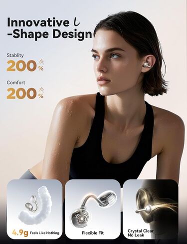 Joyroom OE3 Clip-on Earbuds ، سماعات أذن الأذن المفتوحة اللاسلكية مع التعرف التلقائي L-R ، والتحكم في الصنبور Omni ، والصوت الغامرة ، وتناسب 4.9G الخفيف للغاية ، مريح للتدريبات والاستخدام اليومي （أسود） in Kuwait