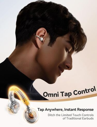 Joyroom OE3 Clip-on Earbuds ، سماعات أذن الأذن المفتوحة اللاسلكية مع التعرف التلقائي L-R ، والتحكم في الصنبور Omni ، والصوت الغامرة ، وتناسب 4.9G الخفيف للغاية ، مريح للتدريبات والاستخدام اليومي （أسود） in Kuwait