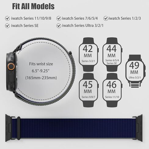 Sport Loop Nylon Bands Compatible with Apple Watch Band 49mm 46mm 45mm 44mm 42mm for Men Women, Breathable Adjustable Stretchy Braided Straps for iWatch Ultra 2/Ultra Series 10/9/8/SE/7/6/5/4/3 in Saudi Arabia