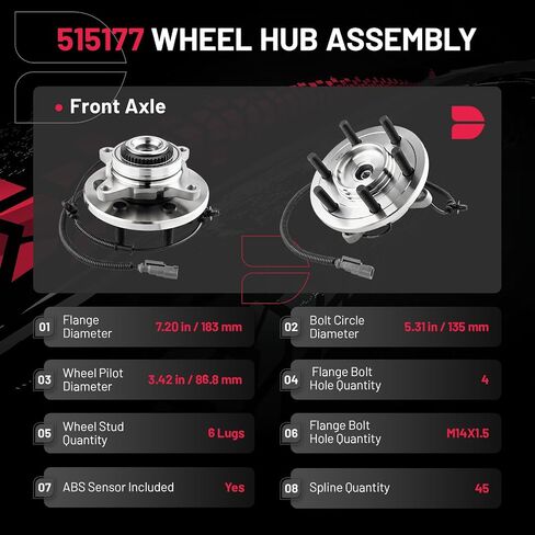 BDFHYK 512510 2PCS Rear Left/Right Wheel Bearing and Hub Assembly Compatible with Dodge Dart 2013 2014 2015 2016, 1.4L 2.4L 2.0L L4 in Saudi Arabia