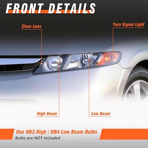 Headlights Assembly for 2006 2007 2008 Hyundai Sonata Black Housing Amber Reflector Headlamp Replacement Pair in Kuwait