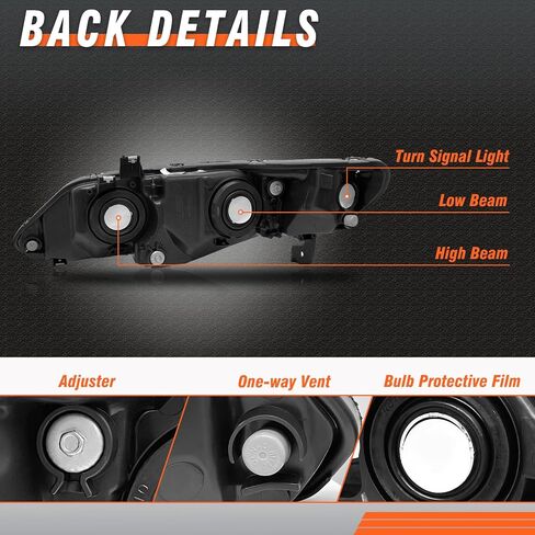 Headlights Assembly for 2006 2007 2008 Hyundai Sonata Black Housing Amber Reflector Headlamp Replacement Pair in Kuwait