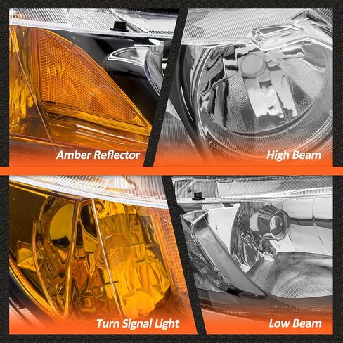Headlights Assembly for 2006 2007 2008 Hyundai Sonata Black Housing Amber Reflector Headlamp Replacement Pair in Kuwait