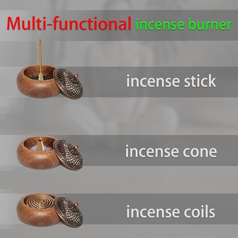 موقد البخور الخشبي الأكاسيا للأقماع والملفات ، مع حامل العصي-3 في 1 ، Zen التأمل اليوغا ديكور غرفة المنزل in Kuwait