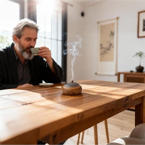 موقد البخور الخشبي الأكاسيا للأقماع والملفات ، مع حامل العصي-3 في 1 ، Zen التأمل اليوغا ديكور غرفة المنزل in Kuwait