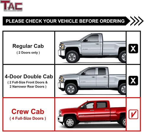 TAC Side Steps Running Boards Fit 2001-2018 Chevy Silverado/GMC Sierra 1500 | 2001-2019 Chevy Silverado/GMC Sierra 2500 3500 Crew Cab Truck Pickup 3" Black Side Nerf Bars Off Road Accessories 2 pcs in Saudi Arabia