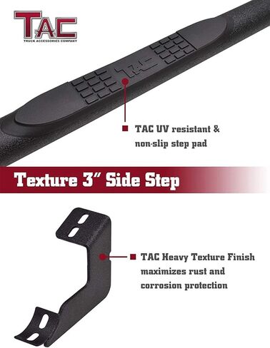 TAC Side Steps Running Boards Fit 2001-2018 Chevy Silverado/GMC Sierra 1500 | 2001-2019 Chevy Silverado/GMC Sierra 2500 3500 Crew Cab Truck Pickup 3" Black Side Nerf Bars Off Road Accessories 2 pcs in Saudi Arabia