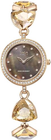 SAGA Change Series Women's Luxury Watch, 22.5mm MOP Dial, Swiss Quartz Movement, 316L Stainless Steel, 30M Water Resistant, Adjustable Crystal Bracelet,Perfect for Special Occasions in Saudi Arabia