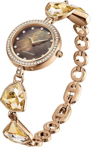 SAGA Change Series Women's Luxury Watch, 22.5mm MOP Dial, Swiss Quartz Movement, 316L Stainless Steel, 30M Water Resistant, Adjustable Crystal Bracelet,Perfect for Special Occasions in Saudi Arabia