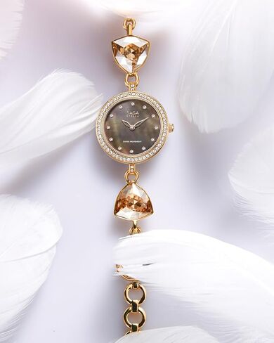 SAGA Change Series Women's Luxury Watch, 22.5mm MOP Dial, Swiss Quartz Movement, 316L Stainless Steel, 30M Water Resistant, Adjustable Crystal Bracelet,Perfect for Special Occasions in Saudi Arabia