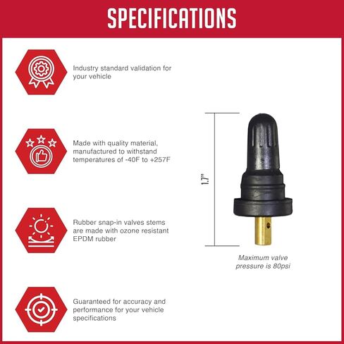 عجلات ملحقات أجزاء PDQ العلامة التجارية TPMS 12 PC OEM SESSOR SERVICE KIT RUBBER VALVE SETS CROME متوافق مع Schrader 20008 FITS GM 2006+ Ford 2009+ Subaru 2004+ Chrysler 2005+ Dodge 2005+ Jeep 2005+ in Saudi Arabia