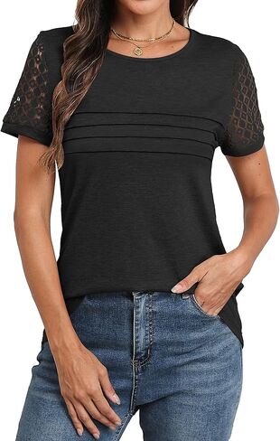 مذكرات القمصان القصيرة للسيدات الدانتيل دانتي 2025 ربيع الصيف قمم العطلة العصرية عملاء العمل غير الرسمي in Kuwait