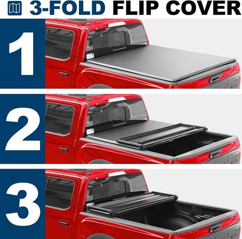 تغطية Tri-Fold Tonneau Hard Fits 2005-2015 Tacoma مع سرير شاحنة 6 أقدام (73.5 بوصة) مع نظام المسار | في الأعلى | in Kuwait