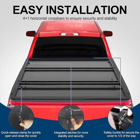 تغطية Tri-Fold Tonneau Hard Fits 2005-2015 Tacoma مع سرير شاحنة 6 أقدام (73.5 بوصة) مع نظام المسار | في الأعلى | in Kuwait