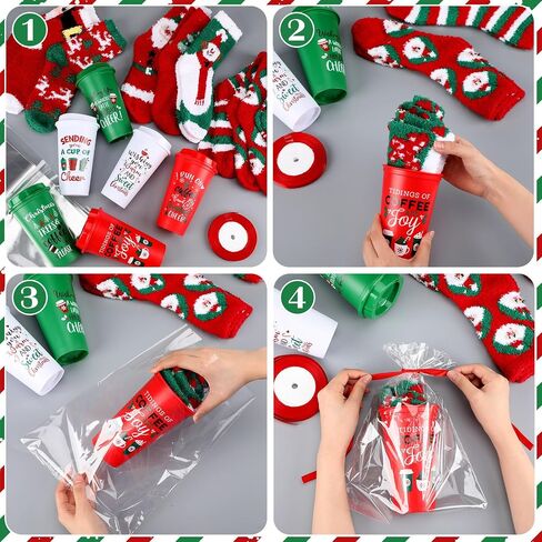 Pickmesh 40 PCS مضحك عيد الميلاد فنجان القهوة الجوارب غامضة مجموعة للنساء عيد الميلاد كوب القهوة القابلة لإعادة الاستخدام 16 أوقية شكرا لك متعة لطيف الرقيق الجوارب ديي الشتاء عيد ميلاد عيد ميلاد هدايا العطلة السائبة in Kuwait