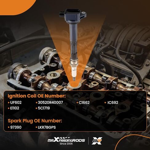 MaxPeedingRods UF712 مجموعة من 4 حزمة ملفات الإشعال ومسندات شرارة Iridium ملائمة لـ Acura ILX TLX 2015-2020 L4 2.4L ، لـ Honda Accord CR-V L4 2.4L 2013-2019 ، Coil Kit استبدال UF-712 3052A2A01 in Kuwait