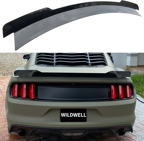 WildWell GT Spoiler for 2015-2023 Ford Mustang Rear Spoiler Fastback & Convertible Models, Trunk Spoiler Wing MD Style Matte Black in Kuwait