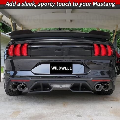 WildWell GT Spoiler for 2015-2023 Ford Mustang Rear Spoiler Fastback & Convertible Models, Trunk Spoiler Wing MD Style Matte Black in Kuwait