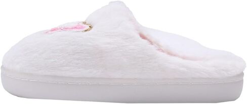 kensie Girls' Faux Fur Slippers – Cozy Slip-On House Slippers with Cute Patches, Soft Plush Indoor Shoes for Little Kid/Big Kid in Saudi Arabia