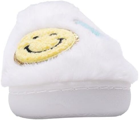 kensie Girls' Faux Fur Slippers – Cozy Slip-On House Slippers with Cute Patches, Soft Plush Indoor Shoes for Little Kid/Big Kid in Saudi Arabia