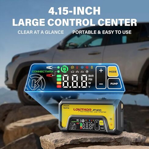 قفز مع ضاغط الهواء ، 2500A 12V للبطارية المحمولة بطارية القفز (8.5L غاز/6.5L ديزل) مع Tech ConnectMax ، 150psi الإطارات in Kuwait