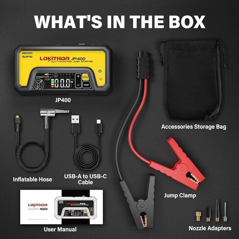 قفز مع ضاغط الهواء ، 2500A 12V للبطارية المحمولة بطارية القفز (8.5L غاز/6.5L ديزل) مع Tech ConnectMax ، 150psi الإطارات in Kuwait