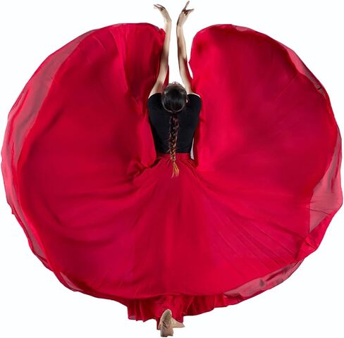 720°Chiffon Ankle Length Dance Skirt Bellydance Skirts Women Dance Skirt Modern Costume Maxi Skirts for Ballerina in Kuwait