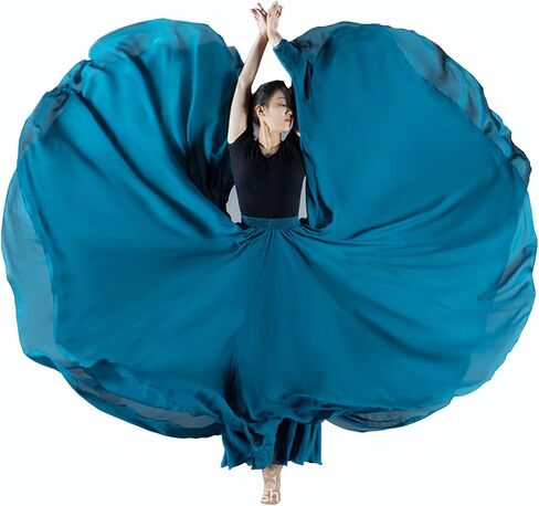 720°Chiffon Ankle Length Dance Skirt Bellydance Skirts Women Dance Skirt Modern Costume Maxi Skirts for Ballerina in Kuwait