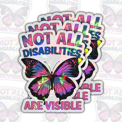 (3Pcs) Not All Disabilities are Visible Butterfly Sticker, Dysautonomia Awareness Vinyl Sticker, Invisible Illness Stickers, Mental Health Decal - Sticker for Laptop Water Bottle Phone Hard Hat 3" in Kuwait
