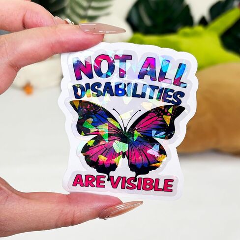 (3Pcs) Not All Disabilities are Visible Butterfly Sticker, Dysautonomia Awareness Vinyl Sticker, Invisible Illness Stickers, Mental Health Decal - Sticker for Laptop Water Bottle Phone Hard Hat 3" in Kuwait