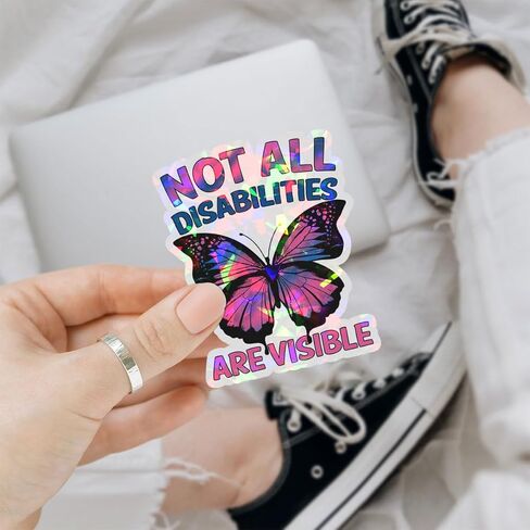 (3Pcs) Not All Disabilities are Visible Butterfly Sticker, Dysautonomia Awareness Vinyl Sticker, Invisible Illness Stickers, Mental Health Decal - Sticker for Laptop Water Bottle Phone Hard Hat 3" in Kuwait
