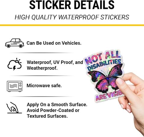 (3Pcs) Not All Disabilities are Visible Butterfly Sticker, Dysautonomia Awareness Vinyl Sticker, Invisible Illness Stickers, Mental Health Decal - Sticker for Laptop Water Bottle Phone Hard Hat 3" in Kuwait