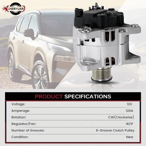 Alternator Compatible with 2008 2009 2010 Ford F250 F450 F350 F550 Super Duty V8 6.4L 12V 200A Replace# 90-29-5695, 11290, 210-0633, 210-0646, 94764, A-80391, 7C3T-10300-EE, 7C3Z-10346-EA in Kuwait