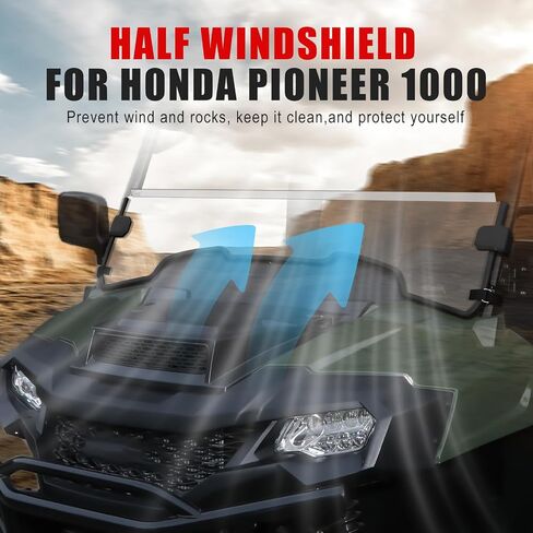 Front Half Windshield for Pioneer 700-2/700-4 2014-2025, Dark Tinted Durable Front Half Windscreen Hard Coated Scratch Resistant Windshield for Honda Pioneer 700 2P 4P 2014-2025 Accessories in Saudi Arabia