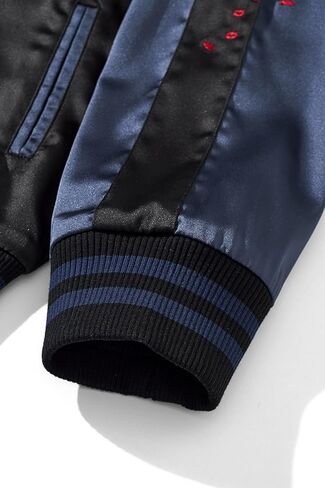 قابلة للانعكاس التنين التطريز سترة ساتان ساتان كامل زيب أزياء الشارع اليابانية معطف كبير الحجم in Kuwait