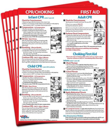 Safety Magnets by ZOCO - CPR & Choking Fridge Magnet - Updated CPR & Choking Guidelines - Heimlich Maneuver Laminated Card 8.5x11 for Infants Children & Adults in Saudi Arabia