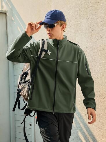 Yousify Mens Softshell سترة الصوف مبطن طفاح للطي الخفيفة الوزن الخفيفة المائية مقنعين للمريع للمشي لمسافات طويلة in Saudi Arabia