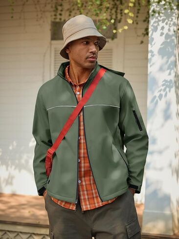 Yousify Mens Softshell سترة الصوف مبطن طفاح للطي الخفيفة الوزن الخفيفة المائية مقنعين للمريع للمشي لمسافات طويلة in Saudi Arabia