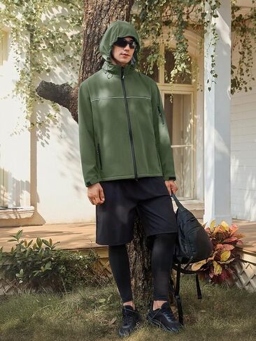 Yousify Mens Softshell سترة الصوف مبطن طفاح للطي الخفيفة الوزن الخفيفة المائية مقنعين للمريع للمشي لمسافات طويلة in Saudi Arabia
